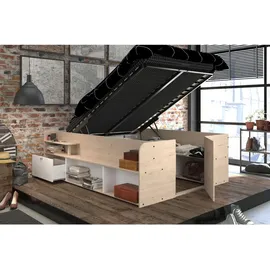 58 aufm Kessel Hochbett Travel 140 x 200 cm Eiche Holznachbildung Weiß