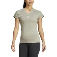 Adidas Train Essentials MINIMAL Branding V-Neck T-Shirt, Damen Kurzärmeliges T-Shirt, Silver Pebble, IX1001