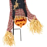 Europalms Halloween Bodenstecker Figur Kürbismann kopfüber, animiert, 153cm