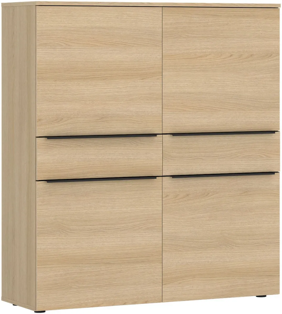 Hochkommode TOM TAILOR HOME, light oak, B:110cm H:126cm T:42cm, Holzwerkstoff, Melamin, Spanplatte, Sideboards, Highboard, Breite 110 cm,4 Türen,2 Schubladen, viel Stauraum