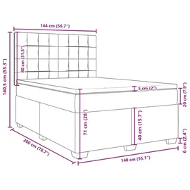 vidaXL Boxspringbett mit Matratze Schwarz 140x200 cm Stoff