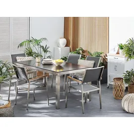 Beliani Gartenmöbel Set 6-tlg. Schwarz/Grau/Silber