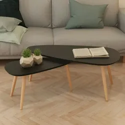 vidaXL Beistelltisch Set 2 Stk. Kiefernholz Massiv Schwarz