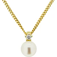 Orolino Kette mit Anhänger Gold 585 weißer Perle 5,5-6mm und Brillant 0,03ct.