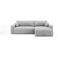 CORNERO Ecksofa mit schlaffunktion BERLIN rechts grau Cord Poso 55 - Schlaffunktion, Bettkasten - Grau