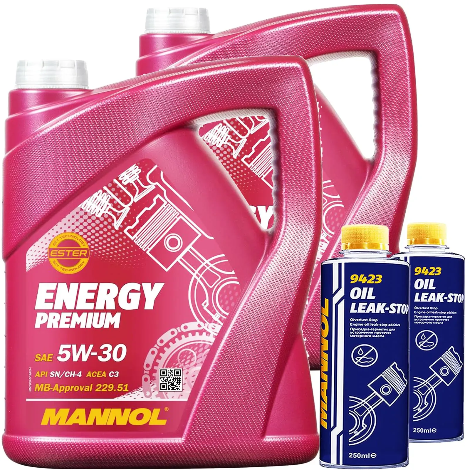 2x5l Mannol Motoröl Energy Premium 5w30+2xoil Leak-stop Additive Dichtungsmittel: Mn7908-05 Mn9423-025pet