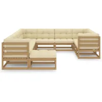 vidaXL 11-tlg Garten-Lounge-Set Kissen Honigbraun Massivholz