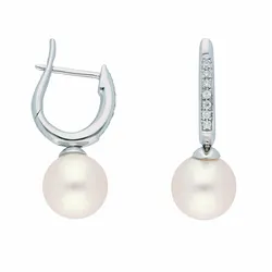 Paar Creolen ADELIA ́S "Damen Goldschmuck", silber, Ohrringe, Damen, Damen, Weißgold 333, 333 Gold mit Zirkonia Goldschmuck für Damen