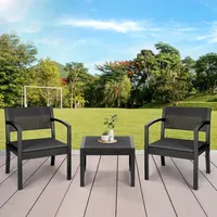 Sekey Balkonset Balkonmöbel Set Lounge Set Gartenmöbel Rattan-Optik 2 Personen