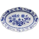 Hutschenreuther Servierteller Blau Zwiebelmuster Platte 35 cm oval, Porzellan blau|weiß