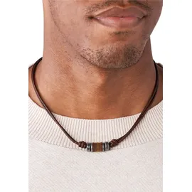 Fossil Kette mit Anhänger Schmuck Geschenk Edelstahl Braun