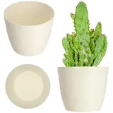 KADAX Blumentopf aus Kunststoff, Pflanztopf, runder Topf, 17 cm, Creme ⌀ KADAX