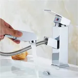 Badezimmerarmatur Mit Ausziehbarer Brause, Verchromte Wasserfall-waschtischarmatur