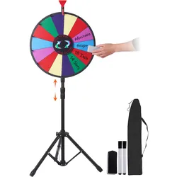 VEVOR 46 cm Glücksrad Spielzeug Farbe Rad Spiele für Lotteriespiele Wortspiele,18 Zoll Glücksrad zum Drehen Acrylplatte mit PVC-Schaum,54 x 54 x 11 cm Preisrad Lucky Wheel mit Stativ