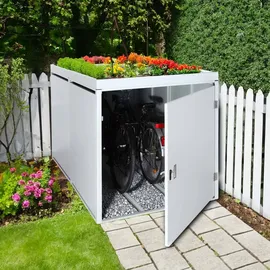 Mendler Fahrradgarage HWC-L56b Fahrradbox abschließbar verzinkter Stahl 125x113x208cm grau