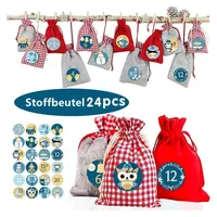 XDeer befüllbarer Adventskalender 24 Adventskalender Selber zum Befüllen,Adventskalender Säckchen, 24 Taschen Stoff Weihnachtskalender zum Aufhängen,Geschenke blau