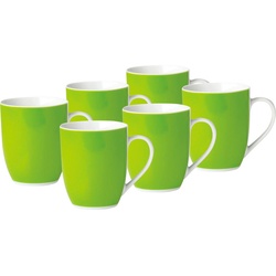 Van Well Kaffeebecherset Vario, Grün, Weiß, Keramik, 6-teilig, 300 ml, 11x10x8 cm, Kaffee & Tee, Tassen, Kaffeetassen-Sets