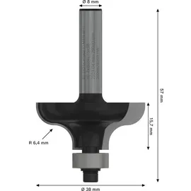 Bosch Profilfräser G 8 mm R1 6,35 mm D 38 mm L 15,7 mm G 57 mm