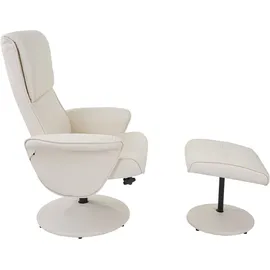 Mendler Relaxsessel Helsinki, Fernsehsessel Relaxliege TV-Sessel mit Hocker ~ Kunstleder, creme