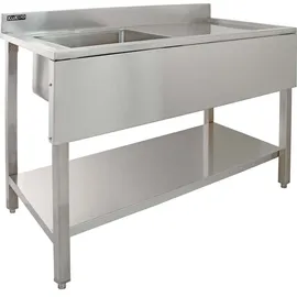 MONSTER SHOP Edelstahl Spültisch Spülbecken Gastrospüle Spüle 1 Becken links 120cm x 60cm x - Silber