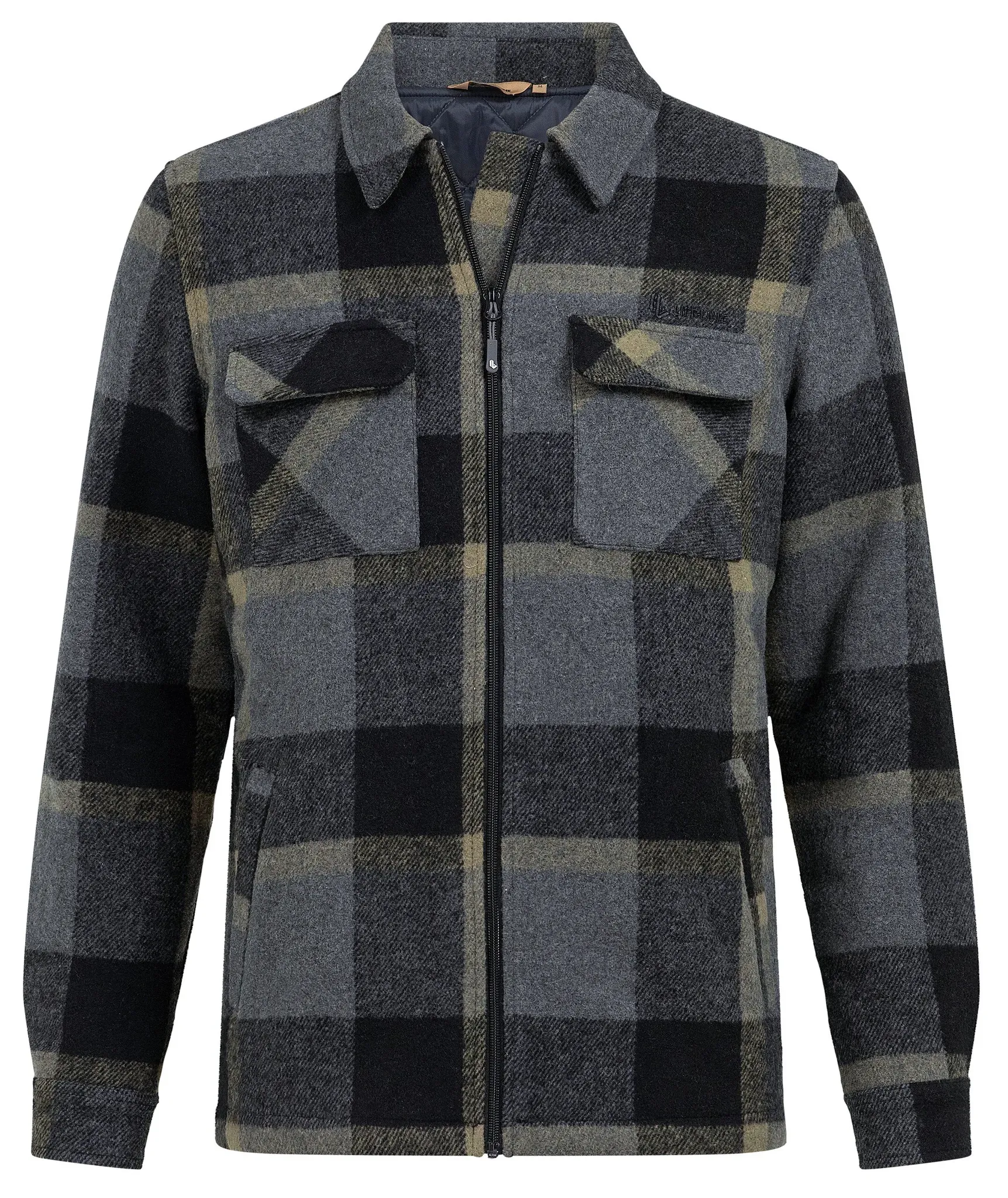Life-Line Shirt Padded Flannel Bello, black-green check, XL