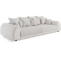 s-style möbel - - Big Sofa 4 Sitzer Boxspringfederung Lounge Sofa mit vielen losen Kissen aus Weiß und Creme Kunstleder/Strukturstoff