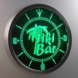 ADVPRO nc0385-g The Tiki Bar Palm Tree Beer Neon Sign LED Wall Clock Uhr Leuchtuhr/Leuchtende Wanduhr