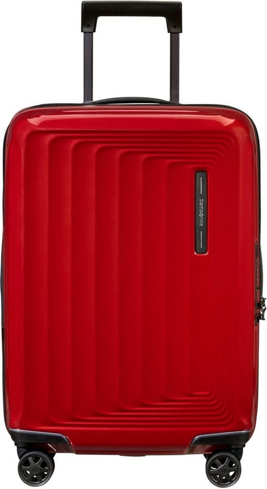 Samsonite Hartschalen-Trolley Nuon, 55 cm, 4 Rollen, Handgepäck-Koffer Reisegepäck mit Volumenerweiterung und USB-Schleuse rot