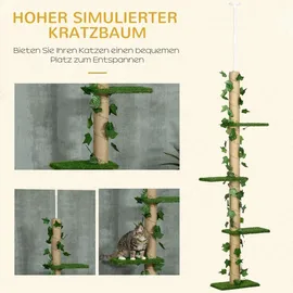 PawHut Kratzbaum Deckenhoch 202-242 cm grün+gelb