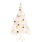 vidaXL Künstlicher Weihnachtsbaum mit Kugeln und LEDs Weiß 150 cm