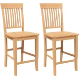 vidaXL Barhocker 2 Stk. Natur Massivholz Gummibaum