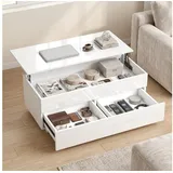 Homcom Couchtisch Höhenverstellbar Weiß Spanplatte 48 x 54,5 cm