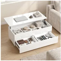 Homcom Couchtisch Höhenverstellbar Weiß Spanplatte 48 x 54,5 cm
