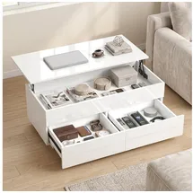 Homcom Couchtisch Höhenverstellbar Weiß Spanplatte 48 x 54,5 cm