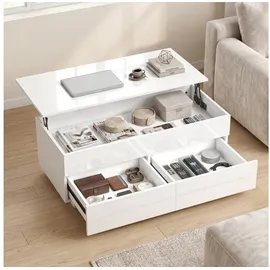 Homcom Couchtisch Höhenverstellbar Weiß Spanplatte 48 x 54,5 cm