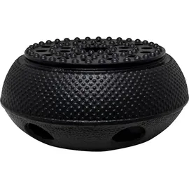 ad.con Teeservice aus Gusseisen 13-tlg mit Stövchen Teekanne 1,5L Schwarz mit Siebeinsatz Teetassen und Untersetzer Tee Set im japanischen Stil