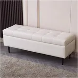 Gepolsterte Sitzbank, Fußhocker, Bettbank, modern, gepolstert, mit Stauraum, cremefarben, 120 cm
