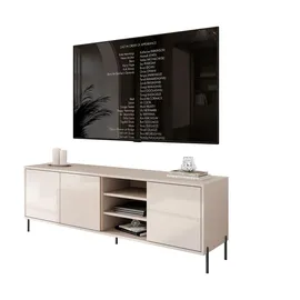 lookway SANAYI TV-Schrank 156x60x38 cm Beige Kunststoff/Metall/Holzwerkstoff