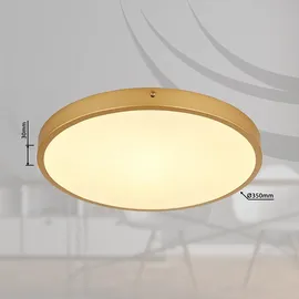 GLOBO LED Deckenleuchte Deckenlampe Wohnzimmerlampe Esszimmerleuchte rund, Metall Messing Kunststoff, 22W 1800lm warmweiß 3000K, D 35 cm