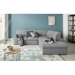 Ecksofa DOMO COLLECTION "Topper L-Form", grau (hellgrau), B:237cm H:78cm T:200cm, Sofas, mit Ottomane, wahlweise mit Schlaffunktion