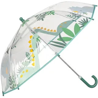 Sterntaler 9692423 Regenschirm Dino Rexi - Kinder-Schirm Mit Klettverschluss Und Halbrundem Griff - Transparent