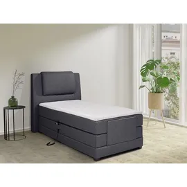vente-unique Kontinentalbett: Kopfteil + Lattenrost mit elektrischer Entspannungsfunktion + Matratze + Matratzenauflage CASTEL by PALACIO - 100x200cm - Stoff An... - Dunkelgrau