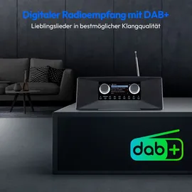 Medion P85333 Internetradio mit DAB+ (WLAN, UKW, Spotify Connect, Amazon Music, DLNA, USB, Kopfhörer-Anschluss, AUX, Stereo Line-Out Cinch, Sleep Timer) schwarz