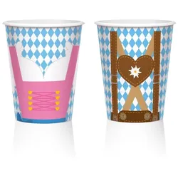 8 Oktoberfest Becher Dirndl & Lederhose