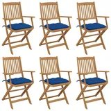 vidaXL Klappbare Gartenstühle 6 Stk. mit Kissen Massivholz Akazie