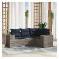 vidaXL Gartensofa-Set 4-tlg. grau Polyrattan