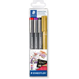 Staedtler Fineliner pigment liner 308 + metallic pen, 4er Set