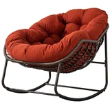 Yorbay Schaukelsessel Wohnzimmer, Rattanstuhl (mit Metallgestell & Kissen, Relaxstuhl)