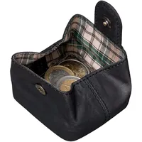Benthill Münzbörse Klein Leder | Echt Leder Minibörse für Münzen | Mini Kleingeldschütte | Wiener Schachtel | Münzbeutel, Farbe:Schwarz
