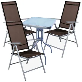 Mojawo Bistro Sitzgarnitur 4-tlg. Silbergrau/Schokobraun